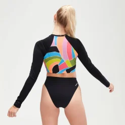 Flu3nte Print Long Sleeve Crop Top