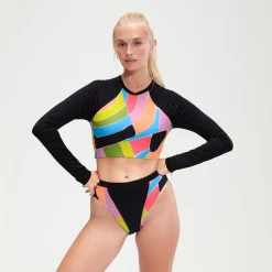 Flu3nte Print Long Sleeve Crop Top