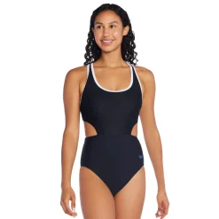 Jacquard Splice with Side Cut Out One Piece