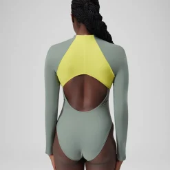 Long Sleeve Colorblock Zip One Piece