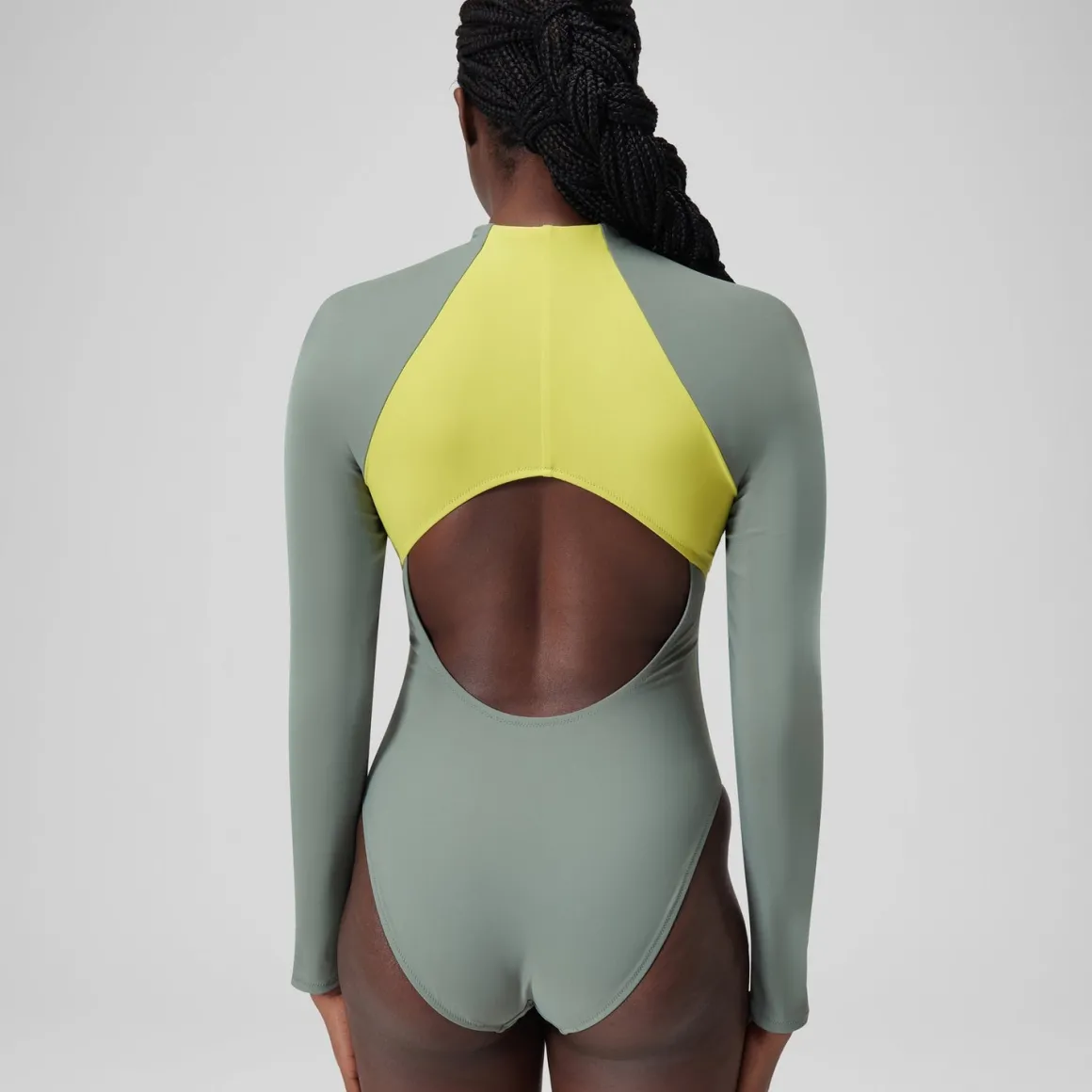 Long Sleeve Colorblock Zip One Piece