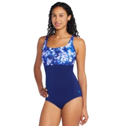 Print Blocked Square Neck One Piece