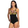 Print Blocked Square Neck One Piece