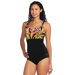 Print Blocked Square Neck One Piece