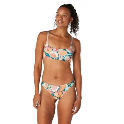 Print Double Cross Bikini Top
