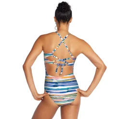 Printed Dbl Cross Back One Piece