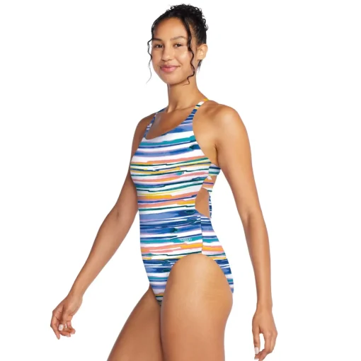 Printed Dbl Cross Back One Piece