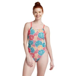 Printed Double Lace Back One Piece