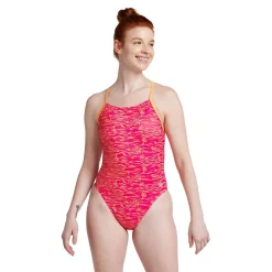 Printed Double Lace Back One Piece