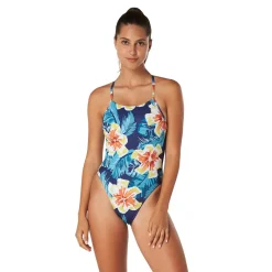 Printed Double Lace Back One Piece