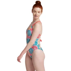 Printed Double Lace Back One Piece