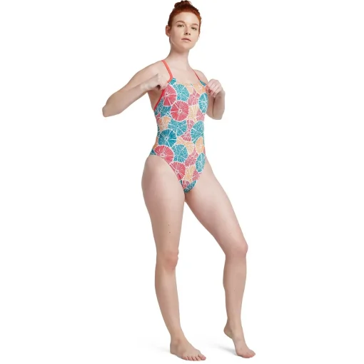 Printed Double Lace Back One Piece
