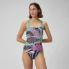 Printed Double X Back One Piece