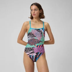 Printed Double X Back One Piece
