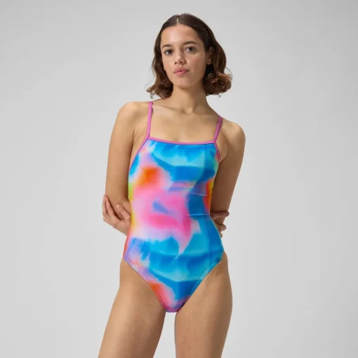 Printed Double X Back One Piece