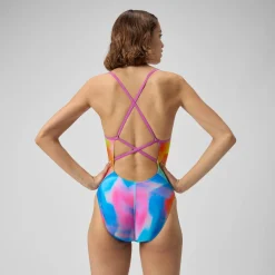 Printed Double X Back One Piece