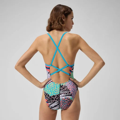 Printed Double X Back One Piece