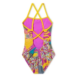 Printed Double X Back One Piece
