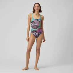 Printed Double X Back One Piece