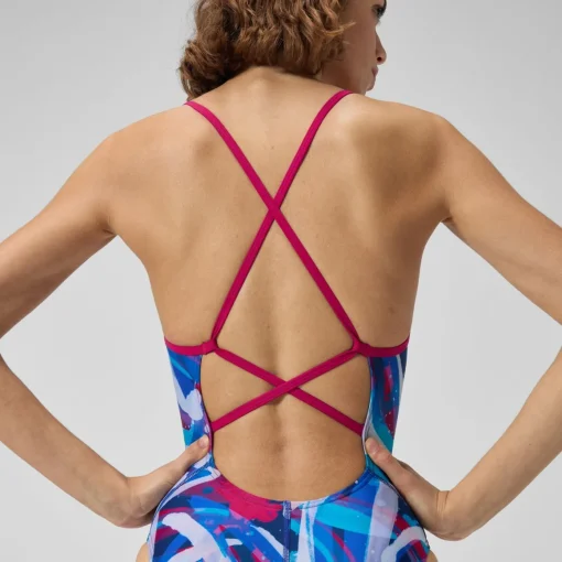 Printed Double X Back One Piece