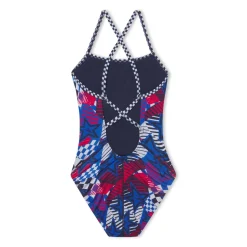 Printed Double X Back One Piece