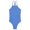 Solid High Neck Tie Back One Piece