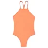 Solid High Neck Tie Back One Piece