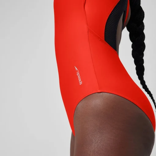 Solid Scoop Mesh One Piece