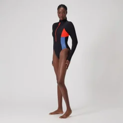 Women's Colourblock Long Sleeve Zip Swimsuit