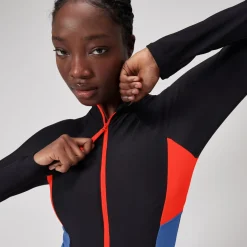Women's Colourblock Long Sleeve Zip Swimsuit