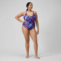 Women's Shaping Printed V Neck One Piece (+)