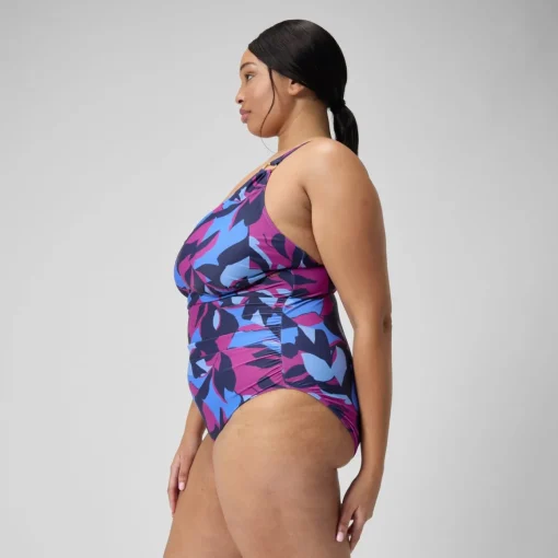 Women's Shaping Printed V Neck One Piece (+)