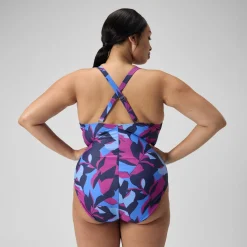 Women's Shaping Printed V Neck One Piece (+)
